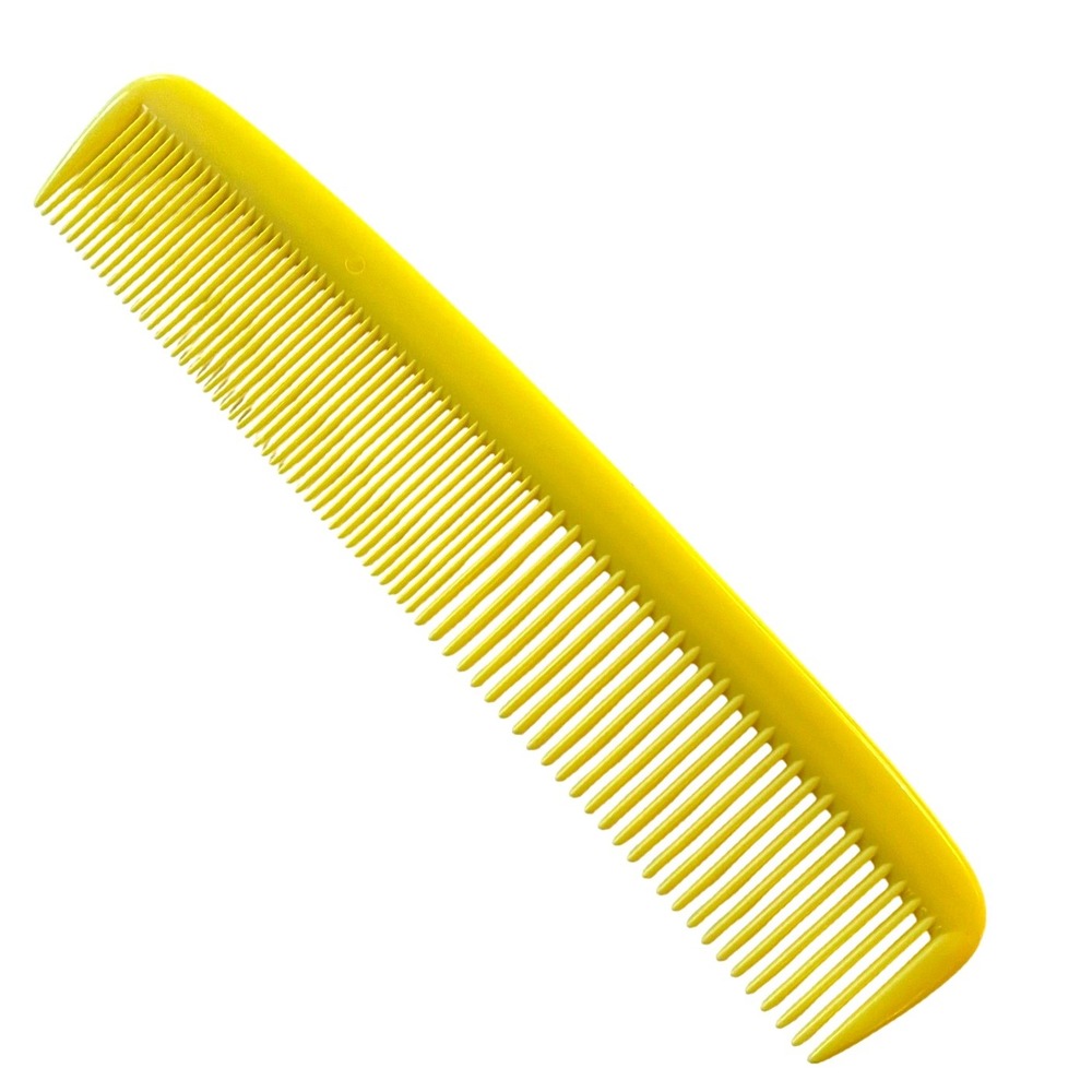 Vintage yellow Plastic‎ Hair Comb USA Wide Purse Pocket Unbreakable USED
